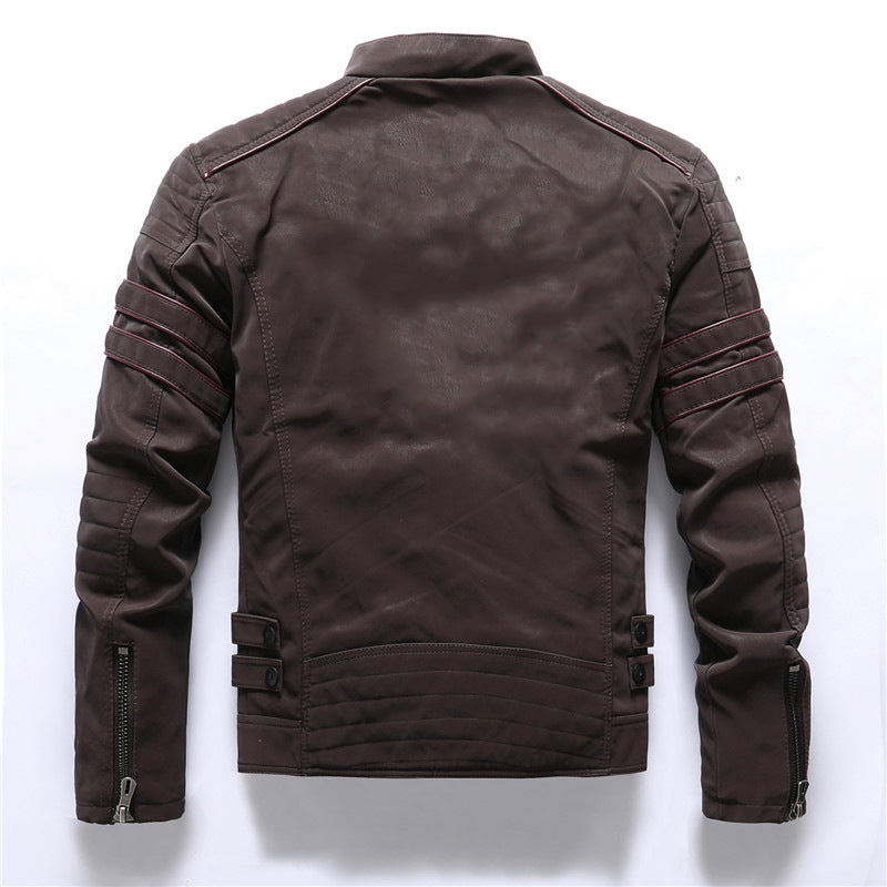 Men's - Biker Jacket - Stylish Zip Closure Design