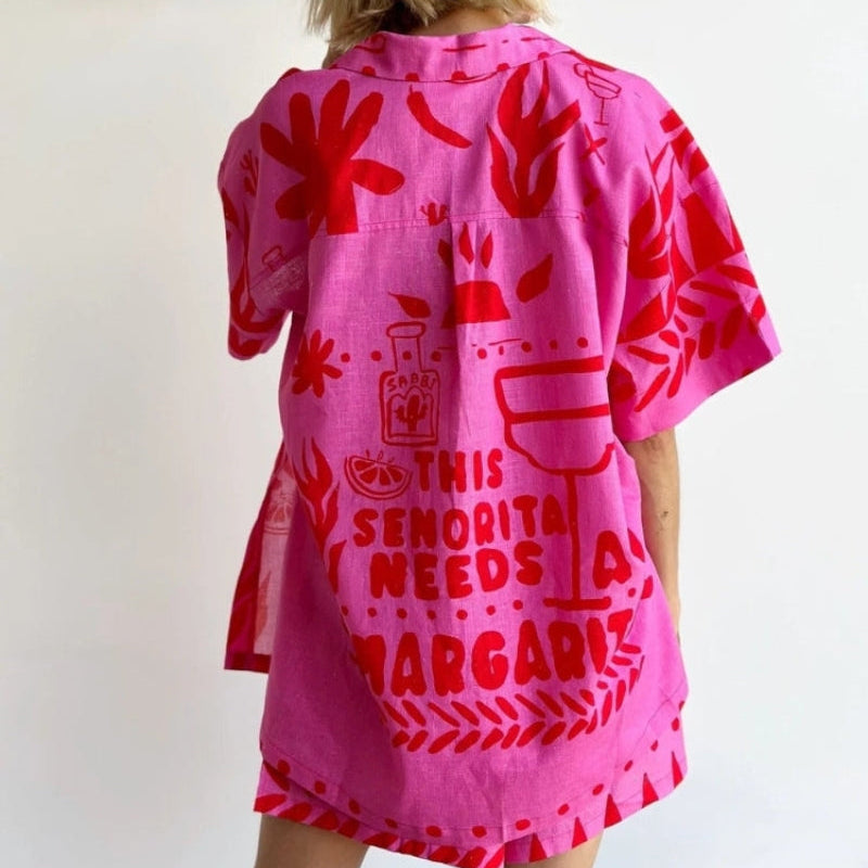 Women's - Tropical Comfort Lounge Set - Soft Fabric - Relaxed Style - Perfect for Summer Leisure and Relaxation