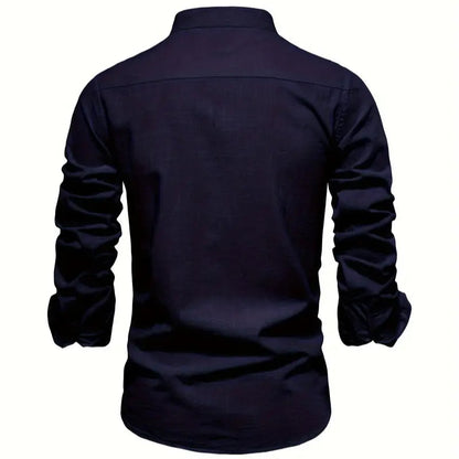 Men's - Stylish Button-Up Shirt - Comfortable Cotton Blend - Casual Wear
