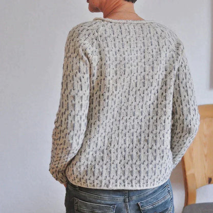 Women's - Knitted Jumper - Elegant Grey Long Sleeve