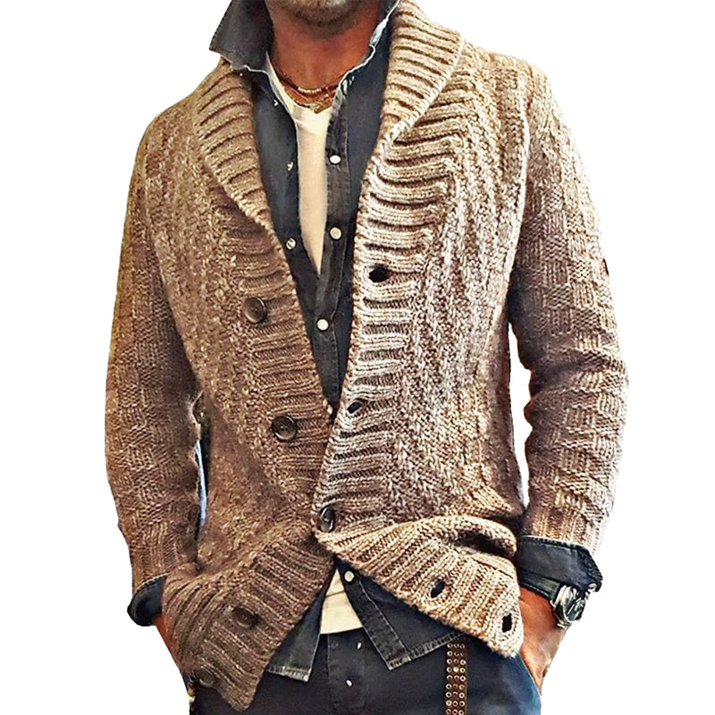 Men's - Vintage Lapel Knit Cardigan Jacket - Stylish & Comfortable Layering