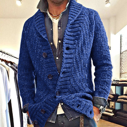 Men's - Vintage Lapel Knit Cardigan Jacket - Stylish & Comfortable Layering