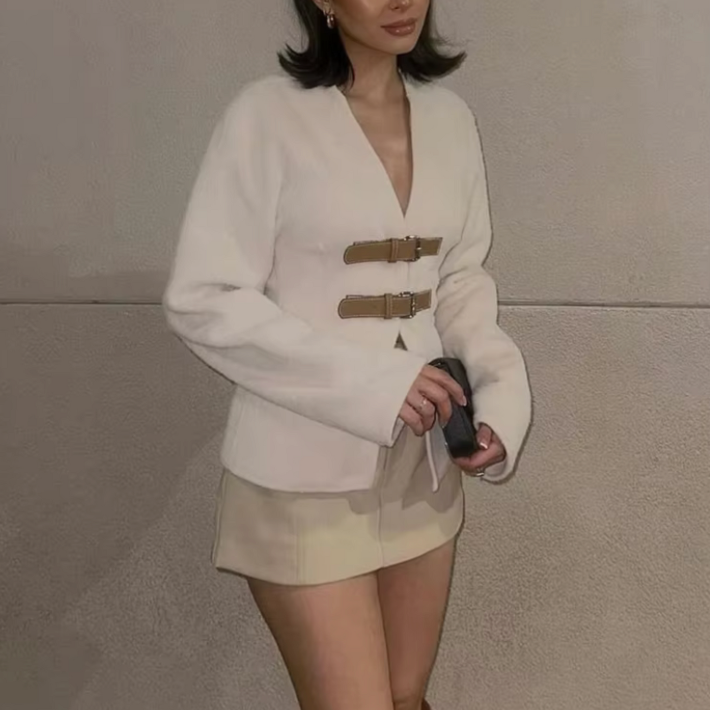 Women's - Classy Strap Cardigan - Elegant Knitwear - Comfortable & Stylish Layering Piece for Every Occasion