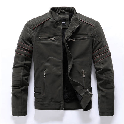 Men's - Biker Jacket - Stylish Zip Closure Design