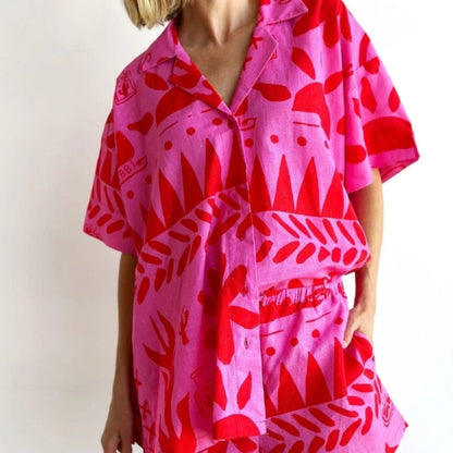 Women's - Tropical Comfort Lounge Set - Soft Fabric - Relaxed Style - Perfect for Summer Leisure and Relaxation