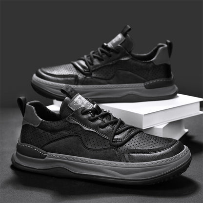 Men's – Leather Sneakers – Genuine Leather, Stylish Design – Casual Footwear