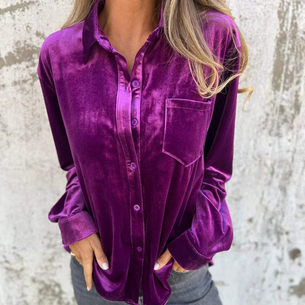 Women's - Velvet Shirt - Soft & Luxurious Fabric - Trendy Style