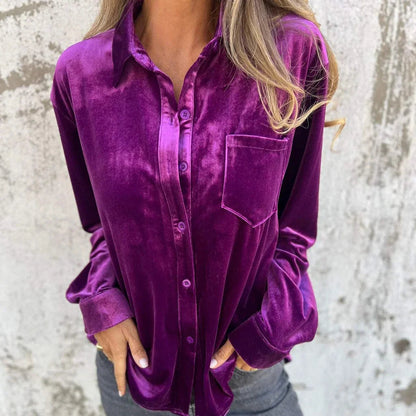 Women's - Velvet Shirt - Soft & Luxurious Fabric - Trendy Style