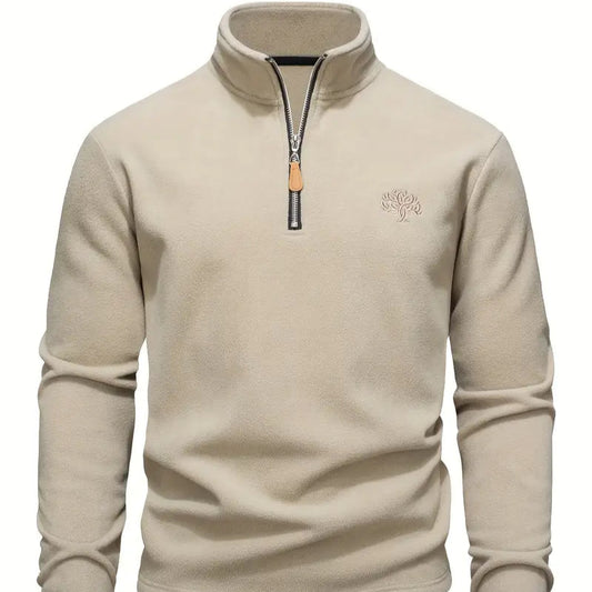Men's - Classic Zip-Up Pullover - Cosy Cotton Blend - Stylish Everyday Jacket