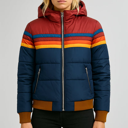 Women's - Puffer Jacket - Waterproof Hooded Colorblock