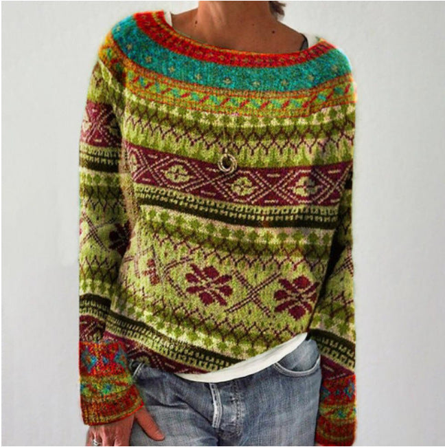 Women's - Winter Jumper - Retro Knit Long Sleeve