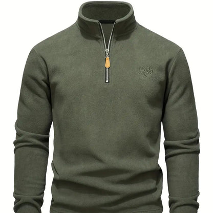 Men's - Classic Zip-Up Pullover - Cosy Cotton Blend - Stylish Everyday Jacket