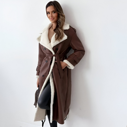 Women's - Collar Lapel Coat - Stylish Outerwear - Classic Design