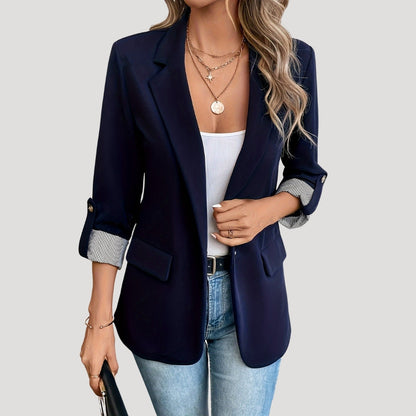 Women's - Tailored Blazer - Classic Style with Roll-Up Sleeves