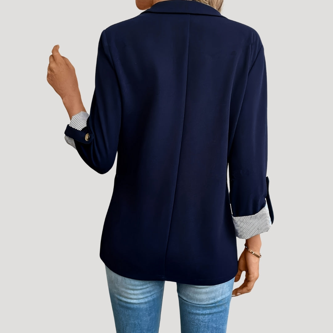 Women's - Tailored Blazer - Classic Style with Roll-Up Sleeves