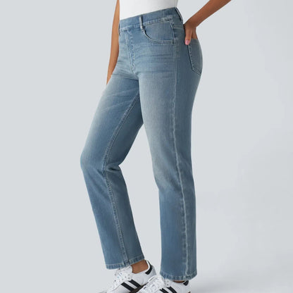 Women's - Comfortable Elastic Trousers - Stylish & Versatile Everyday Wear