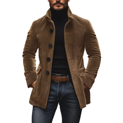Men's - Vintage Corduroy Short Coat - Stand Collar Slim Fit