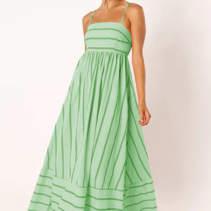 Women's – Striped Summer Dress – High Waist Fit