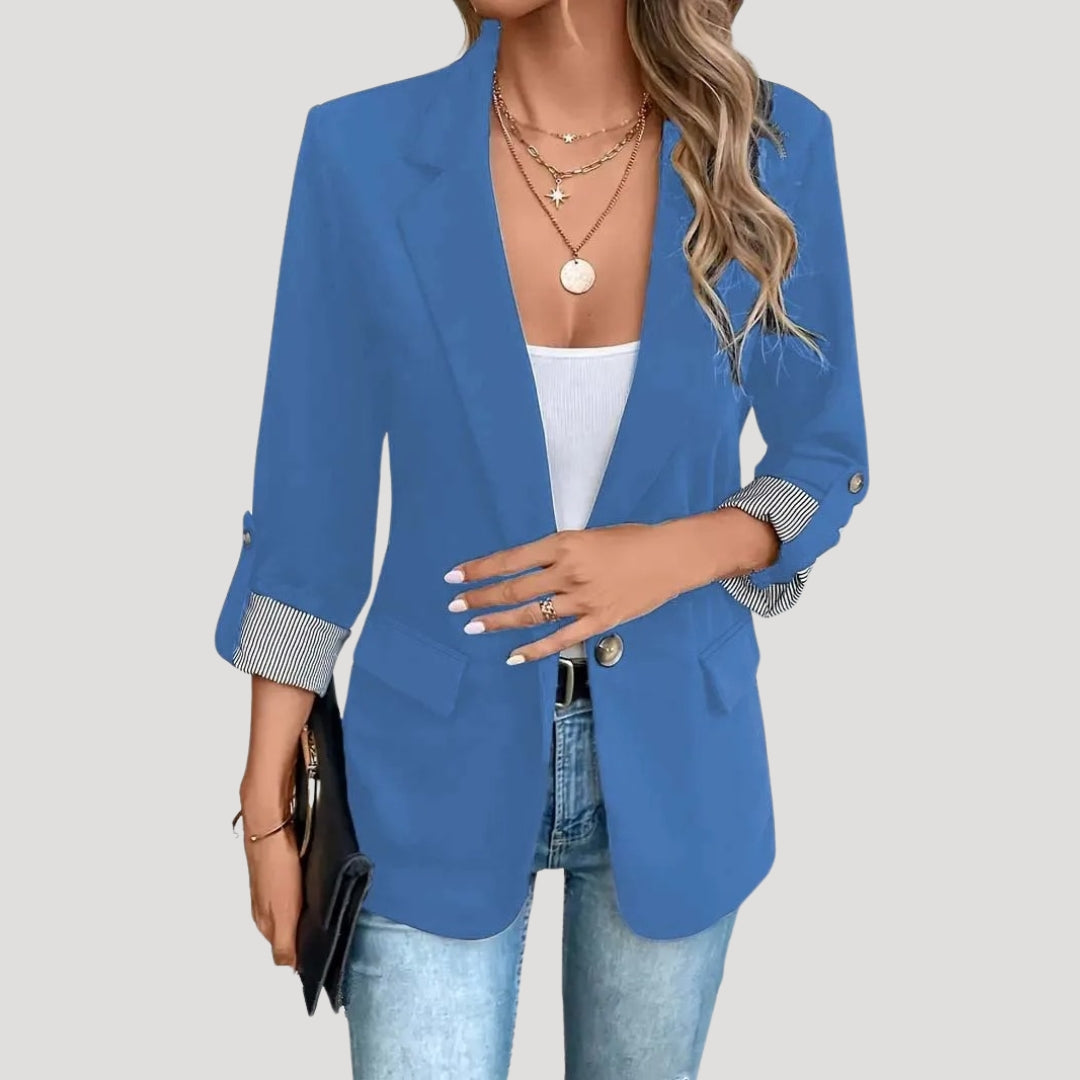 Women's - Tailored Blazer - Classic Style with Roll-Up Sleeves