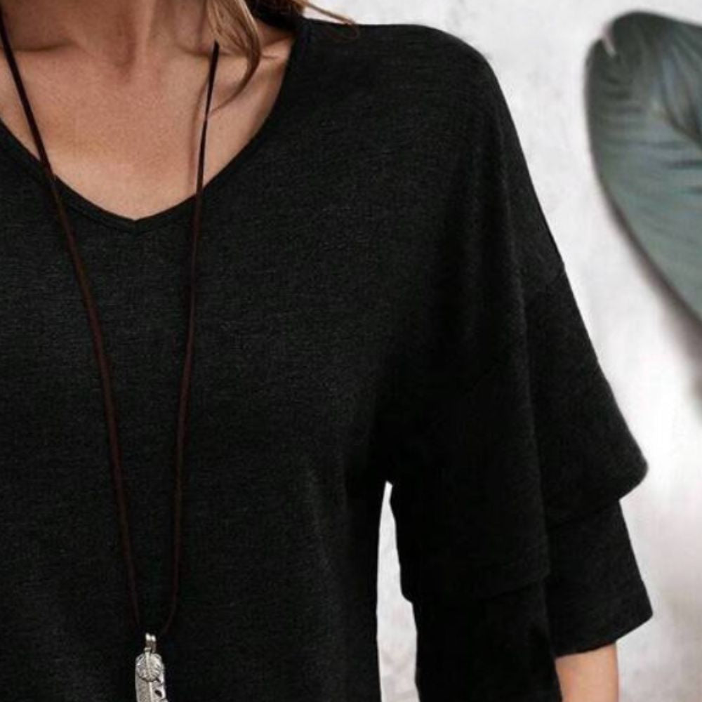 Women's - V-Neck Half Sleeve Blouse - Soft Fabric - Stylish Top