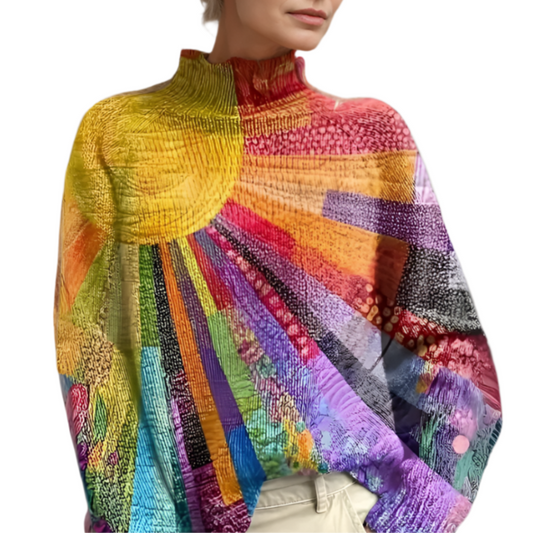 Women's - Artistic Style Sweater - Cosy Knit - Trendy Layering Essential - Comfortable Fashion for Every Occasion