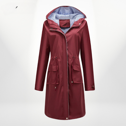 Women's - Waterproof Trench Coat with Hood - Stylish & Functional Outerwear