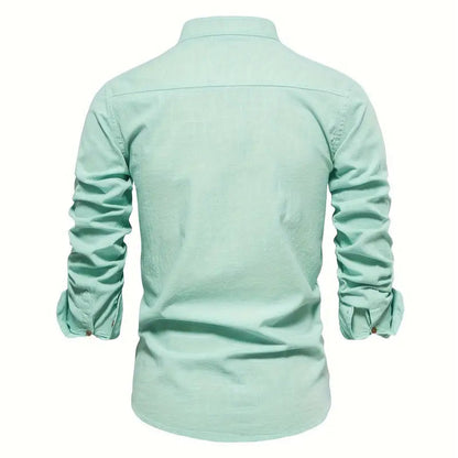 Men's - Stylish Button-Up Shirt - Comfortable Cotton Blend - Casual Wear