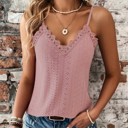 Women's - Casual Sleeveless Lace Blouse - Lightweight Summer Top - Stylish Everyday Wear for Women - Perfect for Warm Days