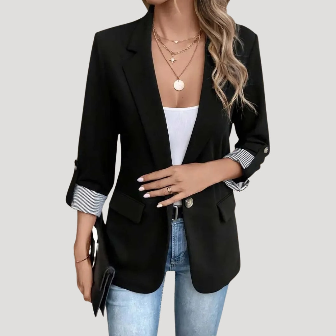 Women's - Tailored Blazer - Classic Style with Roll-Up Sleeves