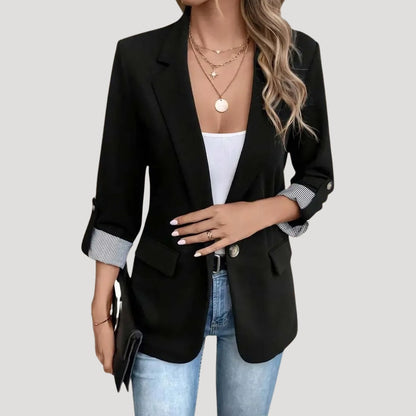 Women's - Tailored Blazer - Classic Style with Roll-Up Sleeves