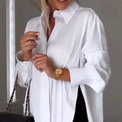 Women's - Elegant Lapel Shirt - Timeless Style - Versatile Cotton Blend - Perfect for Any Occasion