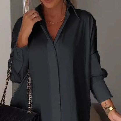 Women's - Elegant Lapel Shirt - Timeless Style - Versatile Cotton Blend - Perfect for Any Occasion