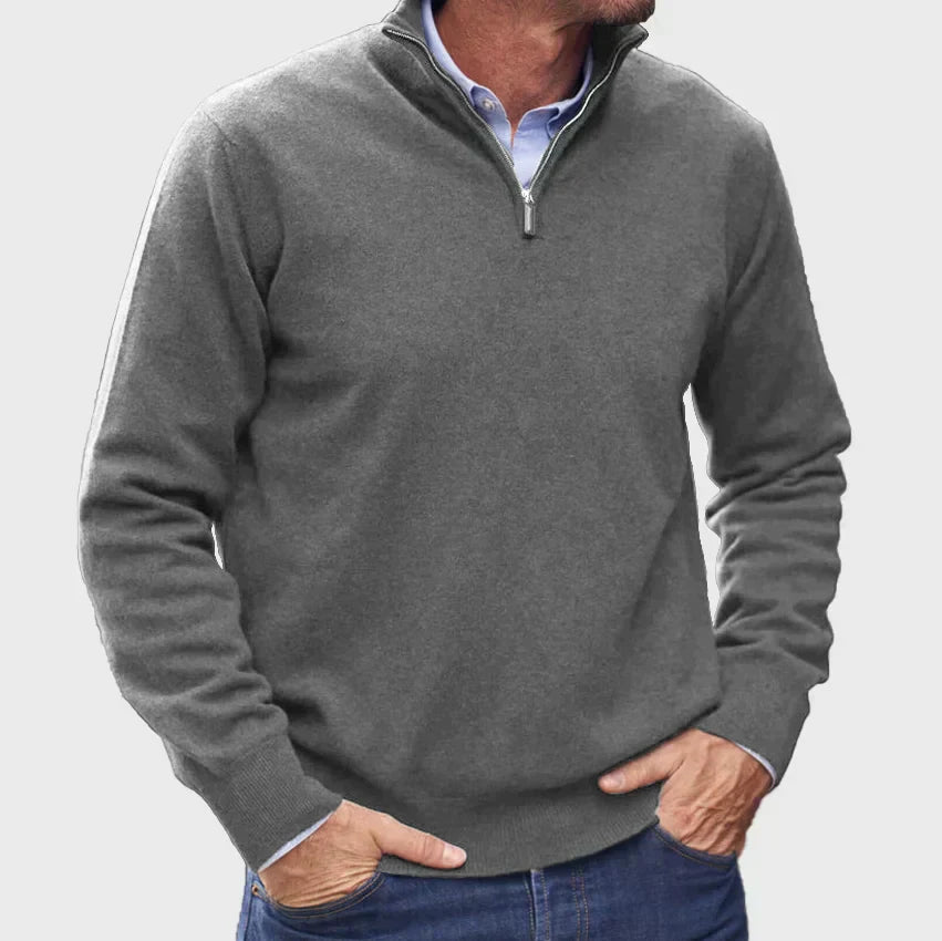 Men's - Sweater - Italian Cashmere with Zipper - Cashmere Sweater