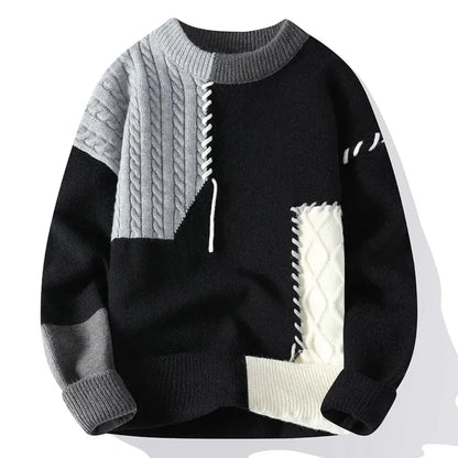Men's - Patchwork Sweater - Vintage Knit Style