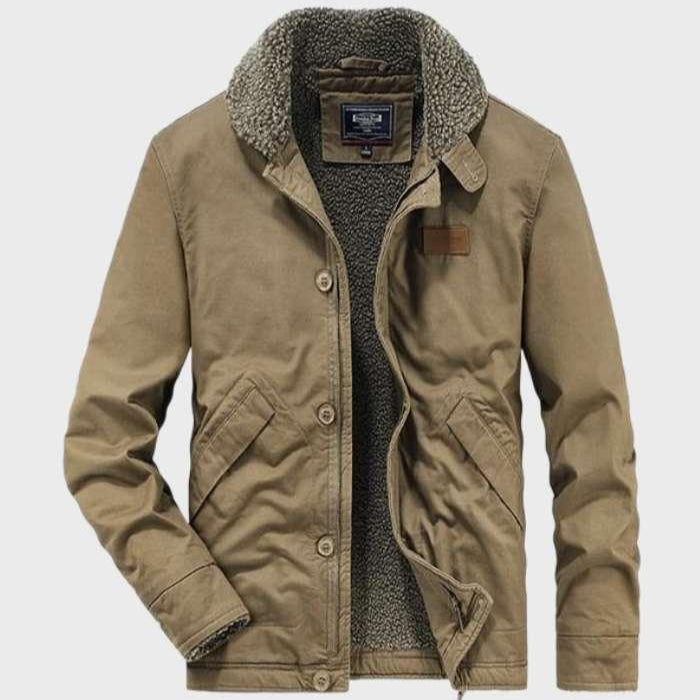 Men's - Winter Sherpa-Lined Jacket - Warm Heavy-Duty Outdoor Coat for Cold Weather