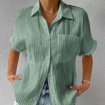Women's - Stylish Short Sleeve Polo Shirt - Breathable Cotton Blend - Perfect for Casual or Smart-Casual Wear