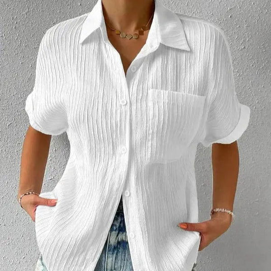Women's - Stylish Short Sleeve Polo Shirt - Breathable Cotton Blend - Perfect for Casual or Smart-Casual Wear