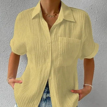Women's - Stylish Short Sleeve Polo Shirt - Breathable Cotton Blend - Perfect for Casual or Smart-Casual Wear