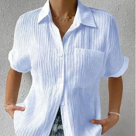 Women's - Stylish Short Sleeve Polo Shirt - Breathable Cotton Blend - Perfect for Casual or Smart-Casual Wear