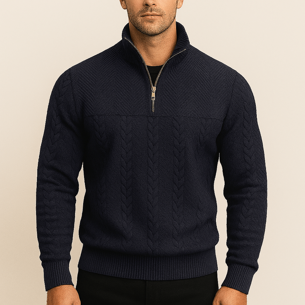 Men's - Half Zip Pullover - Soft Fabric, Stylish Design - Casual Comfort