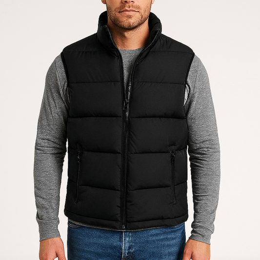 Men's - Winter Waistcoat - Stylish Zip Design for Cold Weather