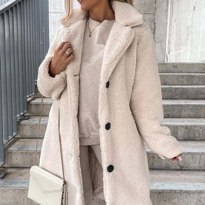 Women's - Teddy Coat - Warm Long Plus Size Outerwear for Cosy Style