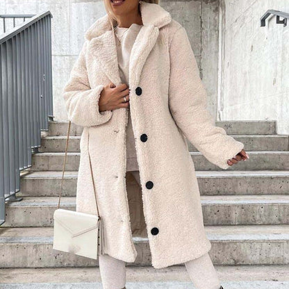 Women's - Teddy Coat - Warm Long Plus Size Outerwear for Cosy Style