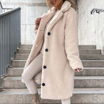 Women's - Teddy Coat - Warm Long Plus Size Outerwear for Cosy Style