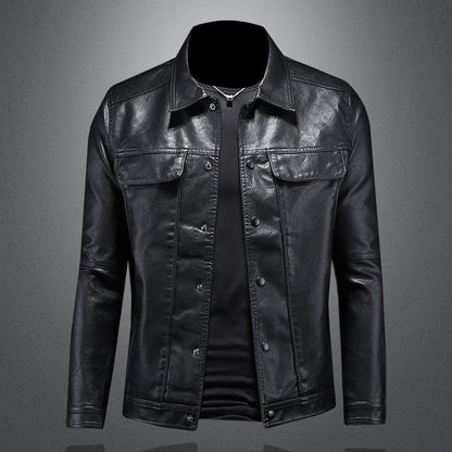Men's - Casual Biker Jacket - Stylish Design, Durable Material