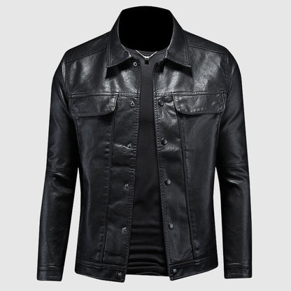 Men's - Casual Biker Jacket - Stylish Design, Durable Material