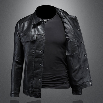 Men's - Casual Biker Jacket - Stylish Design, Durable Material