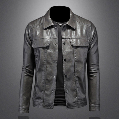 Men's - Casual Biker Jacket - Stylish Design, Durable Material