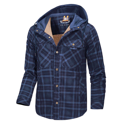 Men's - Lumberjack Hoodie - Cosy Flannel Material - Stylish Casual Wear