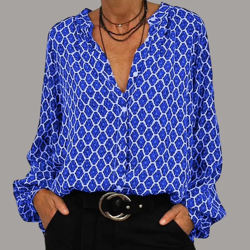 Women's - Elegant V-Neck Blouse - Lightweight Spring Fabric - Chic Fashion Top for Effortless Style